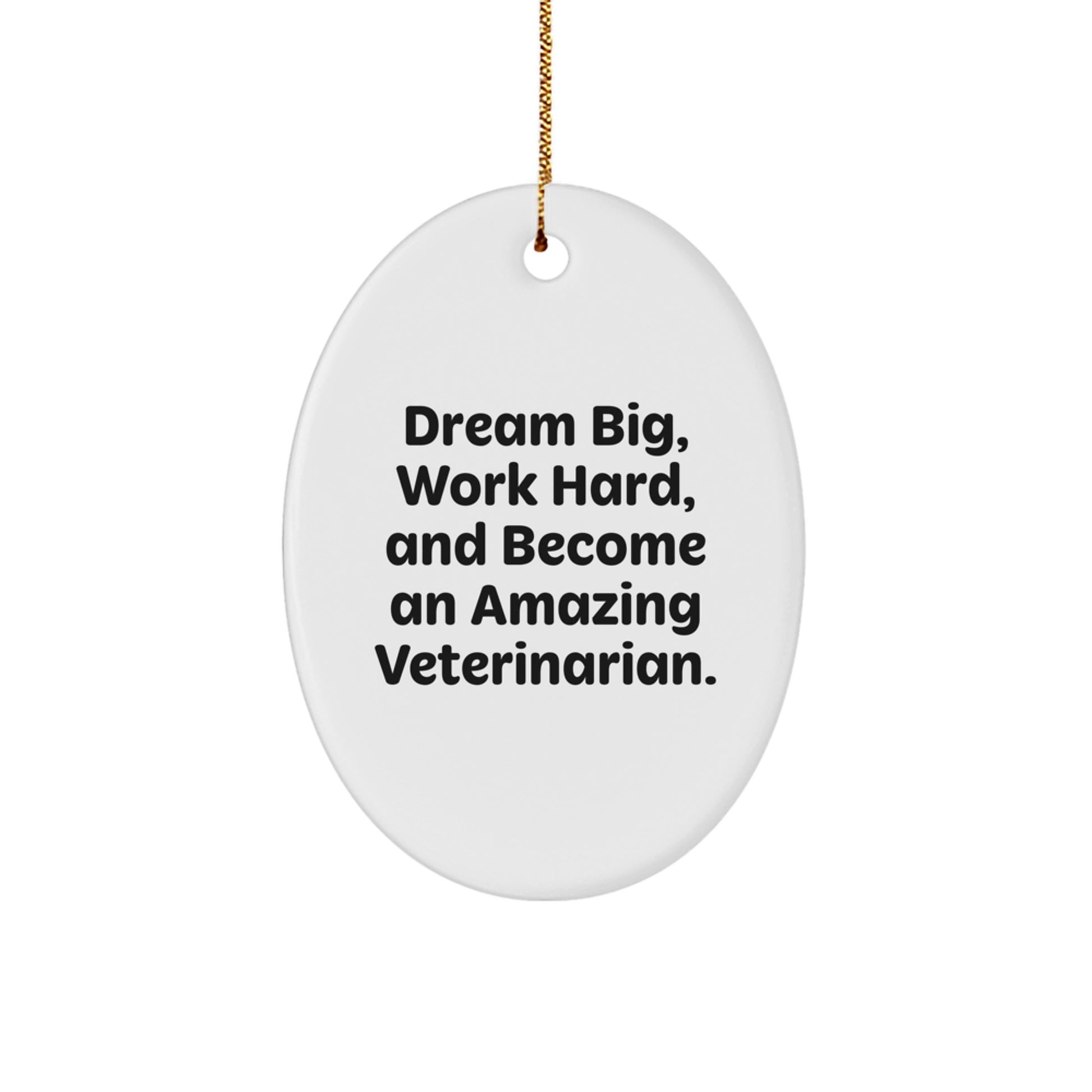 Inspirational Veterinarian Gifts, Oval Ornament, 'Dream Big, Work Hard, And Become An Amazing Veterinarian.' for Christmas - Image 1