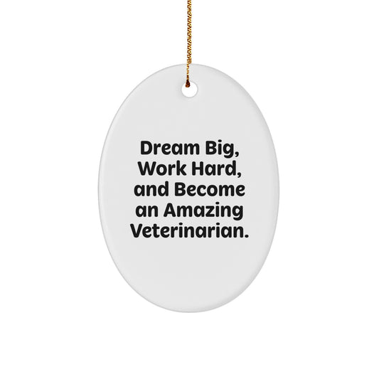 Inspirational Veterinarian Gifts, Oval Ornament, 'Dream Big, Work Hard, And Become An Amazing Veterinarian.' for Christmas - Image 1