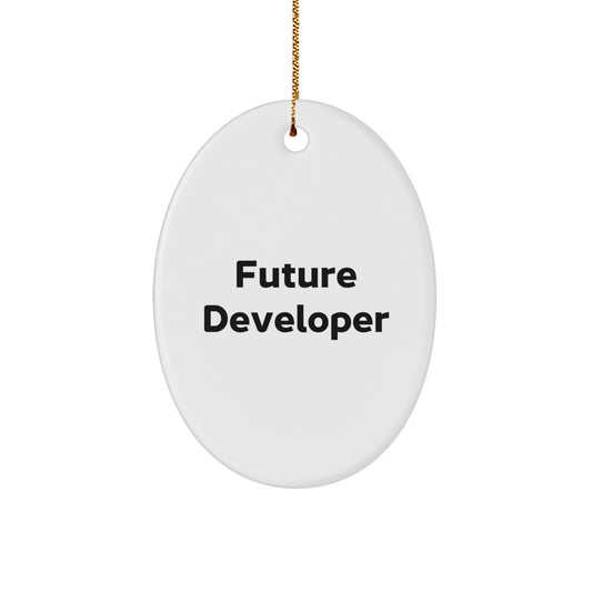 Funny Future Developer Quote Oval Ornament Gifts from Men to Coworkers at Christmas - Image 1