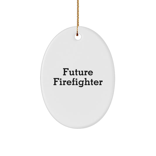 Funny Firefighter Gifts from Friends - Future Firefighter Oval Ornament for Christmas - Image 1
