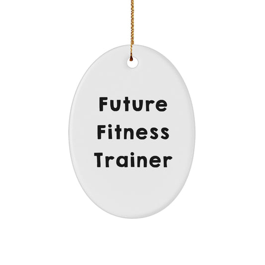 Funny Fitness Trainer Gifts for Men from Future Trainers, Oval Ornament, Christmas Unique - Image 1