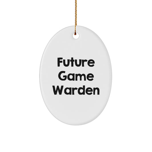 Funny Game Warden Oval Ornament Gifts for Men from Future Game Warden, Friends, Coworkers, Family - Christmas Unique Gifts - Image 1
