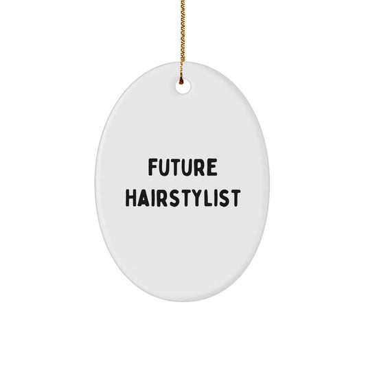 Funny Future Hairstylist Oval Ornament Gifts from Friends, Hairstylist Gifts for Christmas, Gifts from Future Hairstylist, Oval Ornament - Image 1