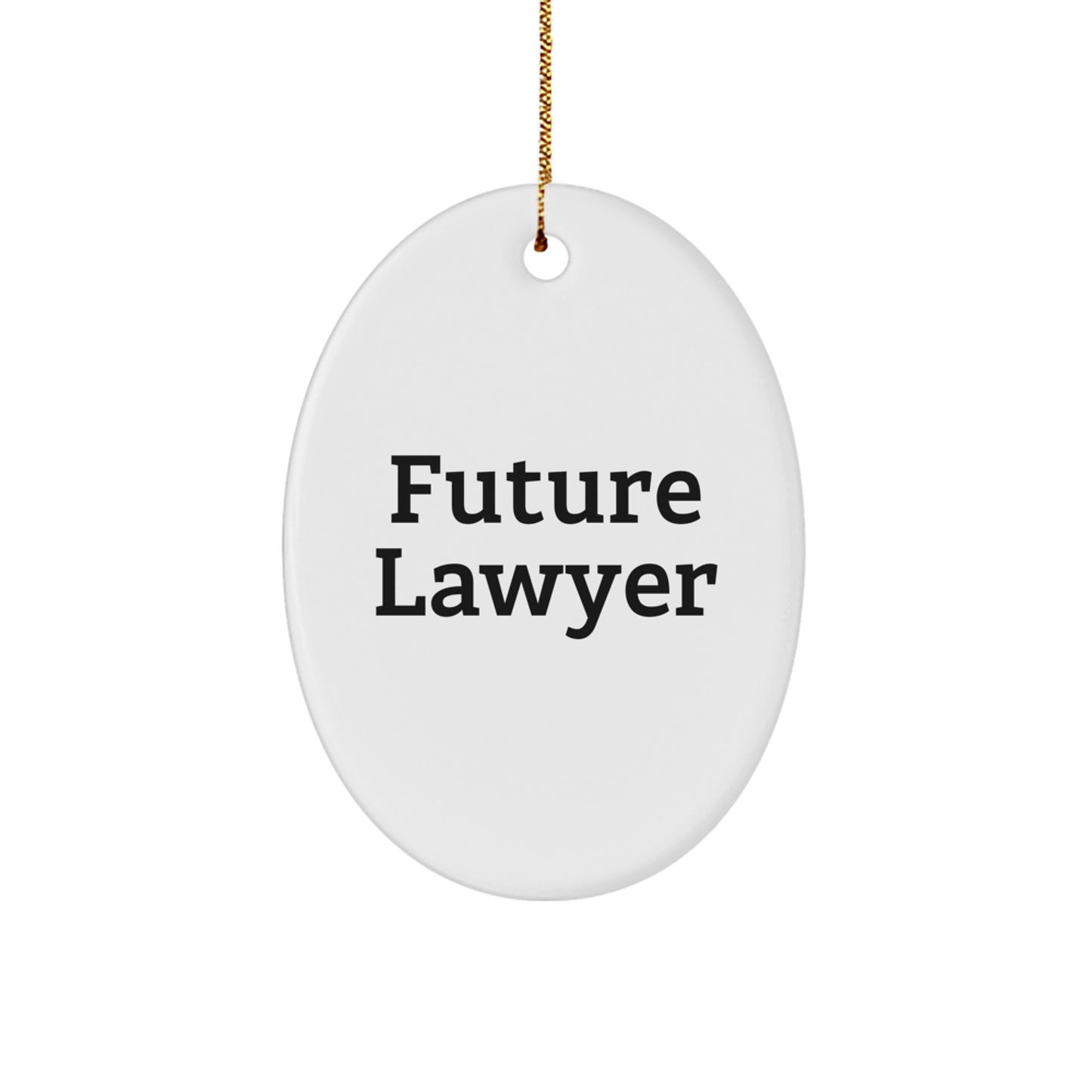 Funny Lawyer Gifts from Friends - Future Lawyer Oval Ornament, White, Perfect for Christmas Unique Gifts - Image 1