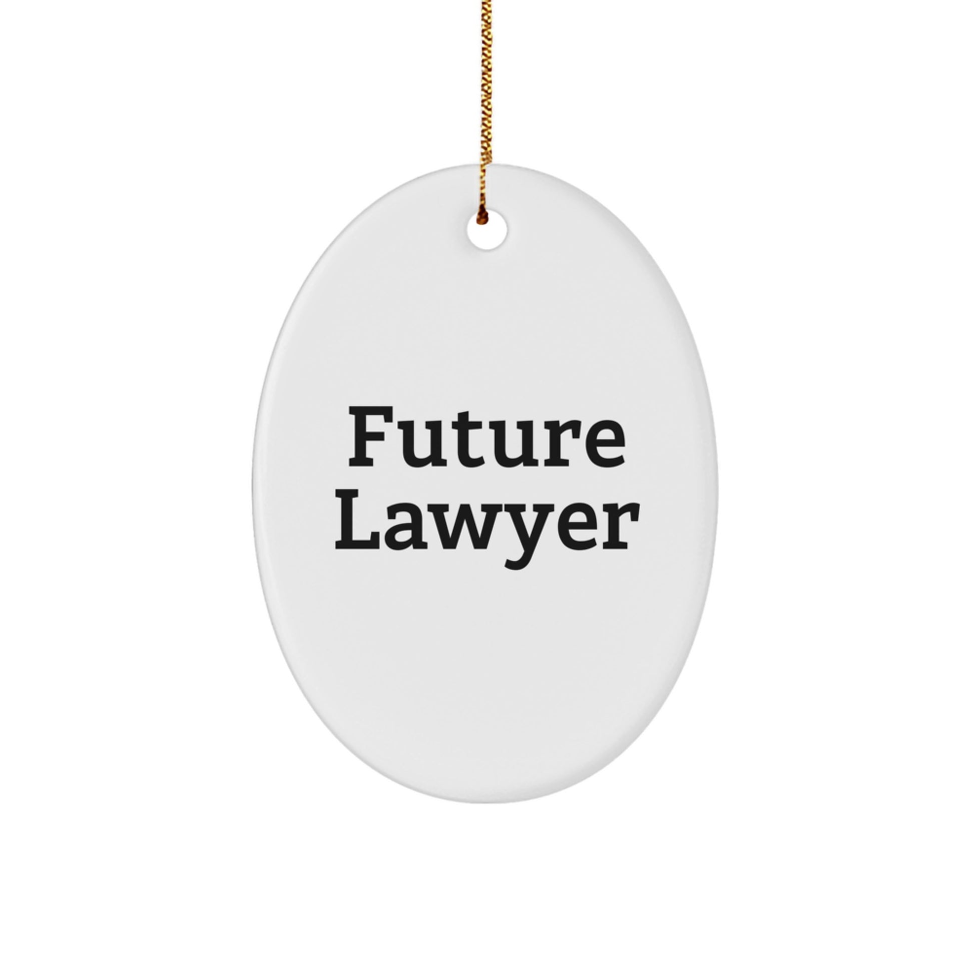 Funny Lawyer Gifts from Friends - Future Lawyer Oval Ornament, White, Perfect for Christmas Unique Gifts - Image 1