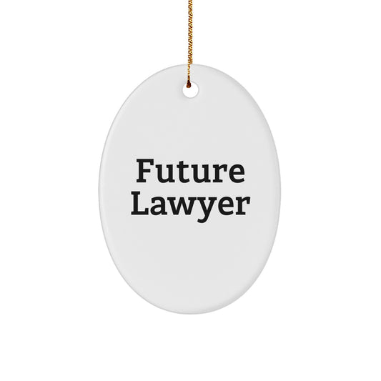 Funny Lawyer Gifts from Friends - Future Lawyer Oval Ornament, White, Perfect for Christmas Unique Gifts - Image 1