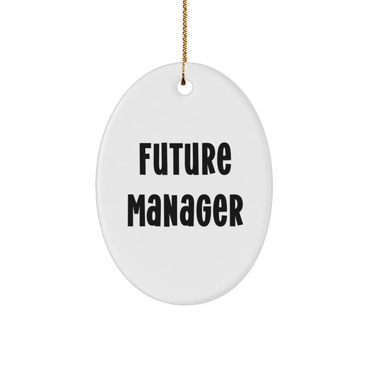 Funny Manager Quotes Oval Ornament, Gifts from Friends for Future Manager, Christmas Unique Gifts for Manager, Oval Shaped MDF Decor - Image 1