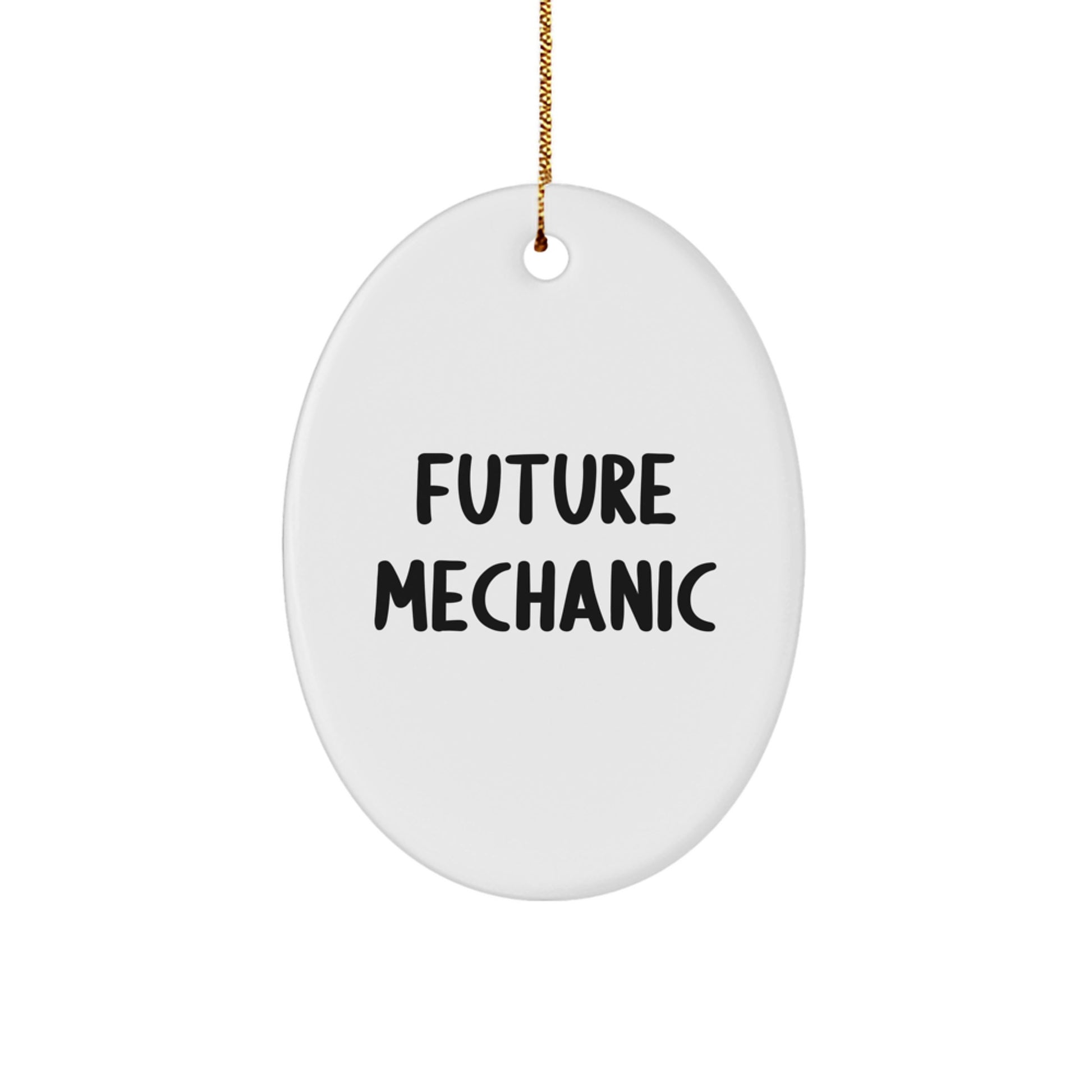 Funny Future Mechanic Gifts from Family for Mechanic Men Oval Ornament, Christmas Unique Gifts - Image 1