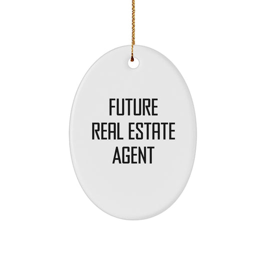 Funny Real Estate Agent Gifts for Her from Friends, 'Future Real Estate Agent' Oval Ornament, Christmas Unique Gifts - Image 1