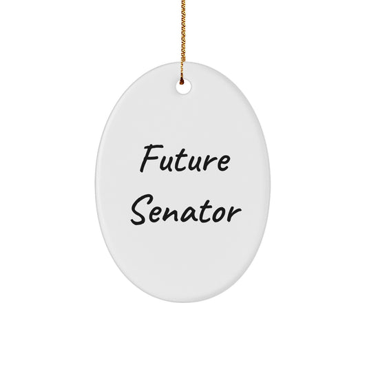 Funny Senator Future Quotes Oval Ornament Gifts from Friends for Senator Men at Christmas Unique Gifts - Image 1