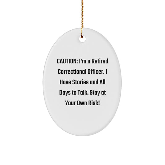 Correctional Officer Oval Ornament Gift for Men from Family - Funny Quote, White, Oval Shaped, Christmas Unique Decorations - Image 1