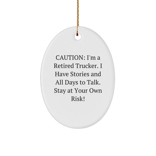 Funny Trucker Gifts from Friends, Personalized Oval Ornament Trucker Decorations for Christmas Unique Gifts - Image 1