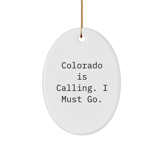 Funny Colorado Oval Ornament Gifts from Friends and Family for Christmas - White MDF with Sublimation Printing - Image 1