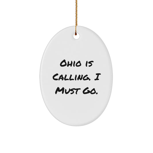 Ohio Oval Ornament, Funny Quote Gifts from Men to Friends in Ohio, Christmas Unique Gifts for Women - Image 1