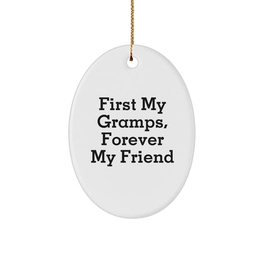 Gramps Gifts from Family, Forever in Our Hearts, Oval Ornament for Christmas - Image 1