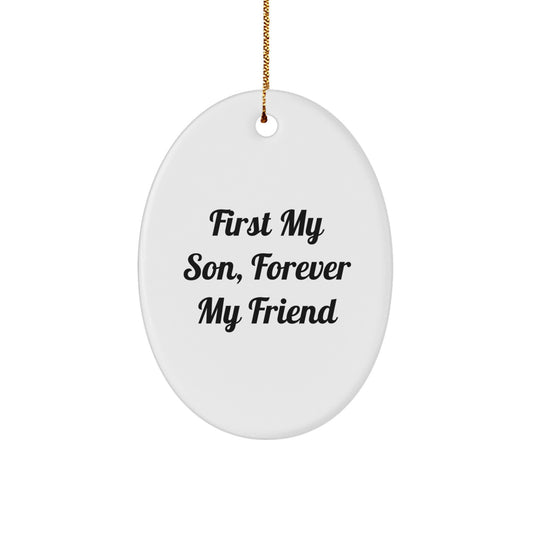Son's Best Friend, Forever in My Heart, Oval Ornament, Gifts from Mom to Son, Christmas Unique Gifts - Image 1