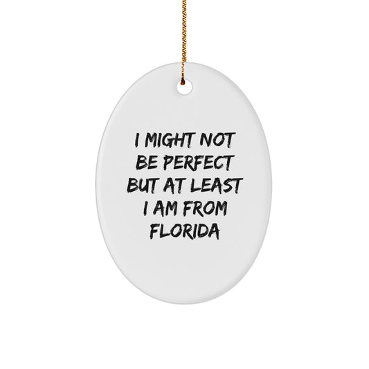 Funny Florida Oval Ornament Gifts from Friends and Family - I Might Not Be Perfect But At Least I Am From Florida Christmas Unique Gifts - Image 1