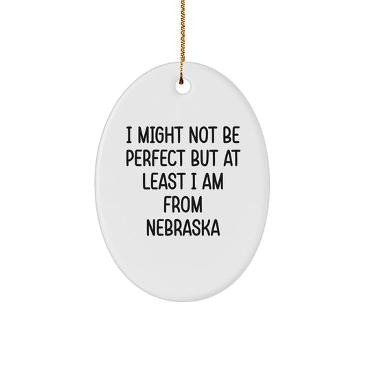 Funny Nebraska Oval Ornament Gifts from Friends and Family 'I Might Not Be Perfect' for Christmas Decorations - Image 1