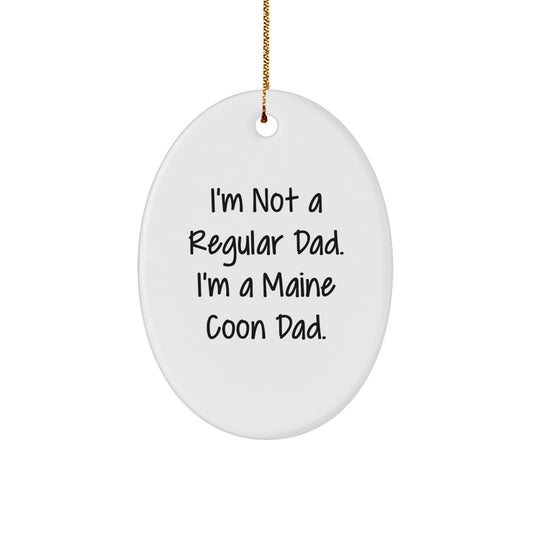 Funny Maine Coon Cat Dad Gifts from Men to Friends - Oval Ornament, Christmas Unique - Image 1