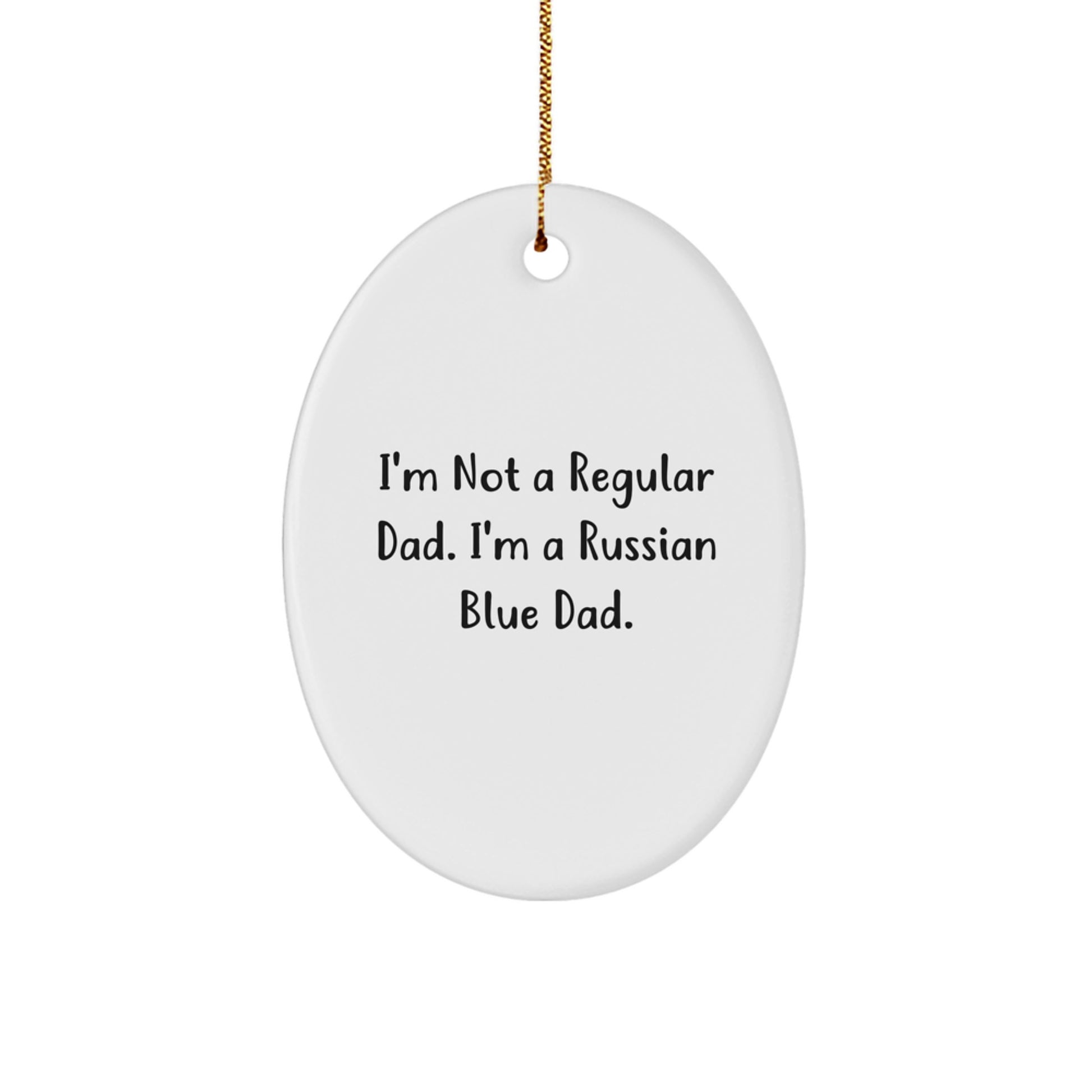 Funny Russian Blue Cat Dad Gifts for Men Friends Family - Oval Ornament for Christmas Decorations - Image 1
