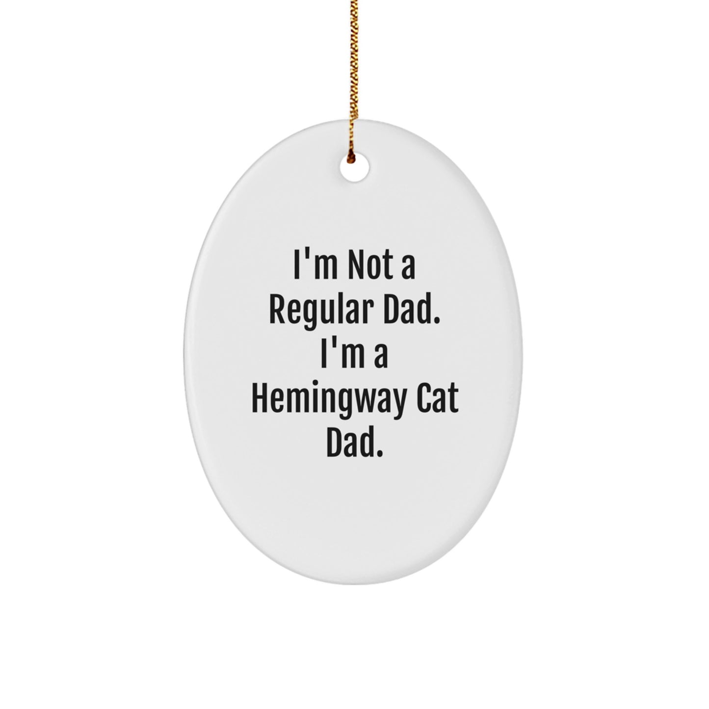 Hemingway Cat Dad Gifts for Men, Funny Oval Ornament, Christmas Unique Gifts from Friends to Family - Image 1