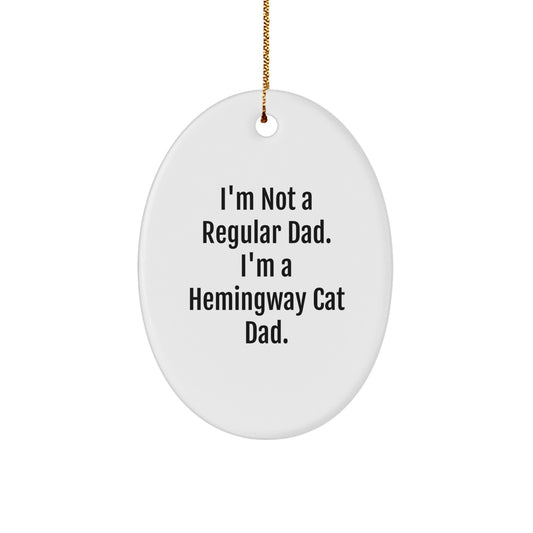 Hemingway Cat Dad Gifts for Men, Funny Oval Ornament, Christmas Unique Gifts from Friends to Family - Image 1