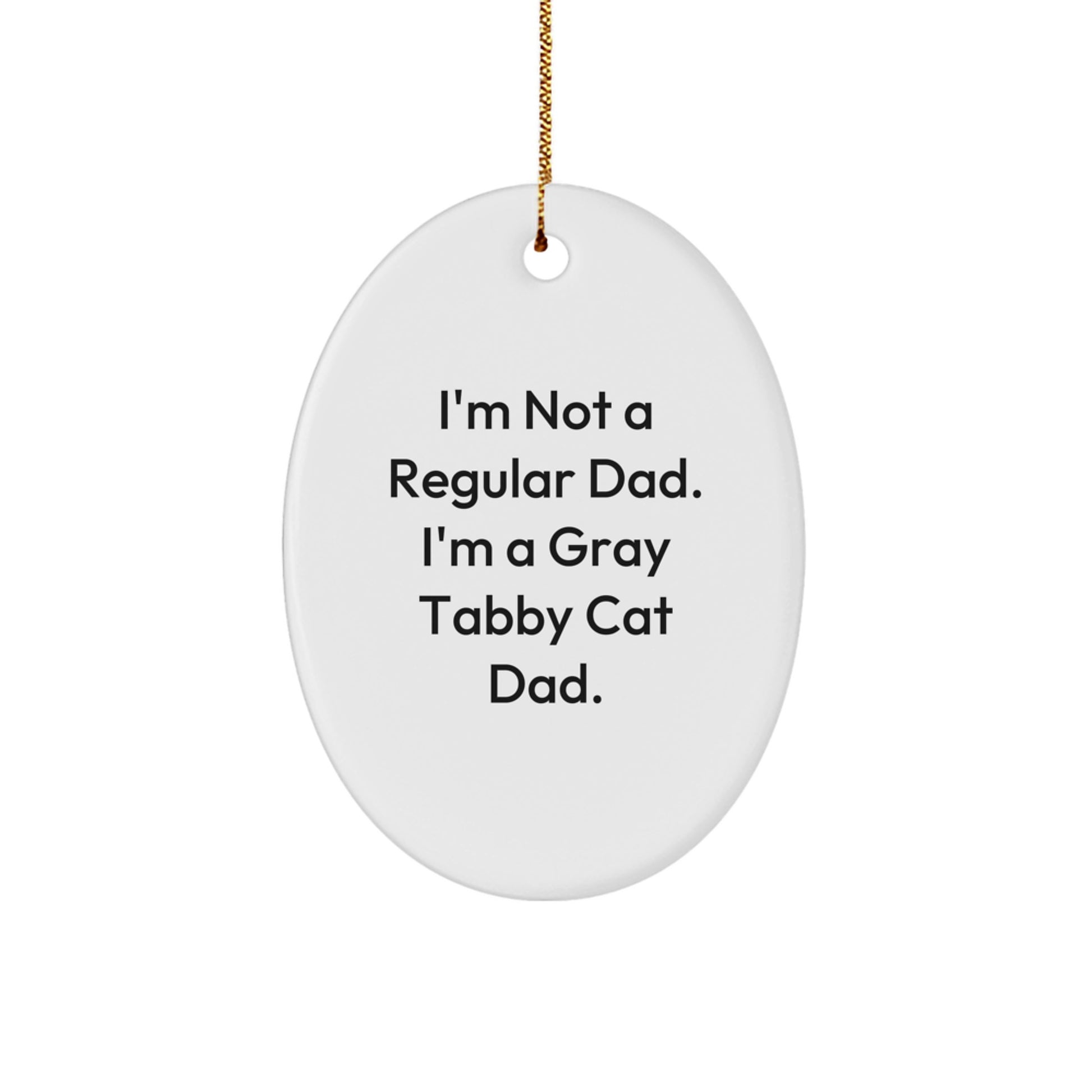Gray Tabby Cat Dad Oval Ornament Gift from Men to Friends for Christmas Unique - Image 1