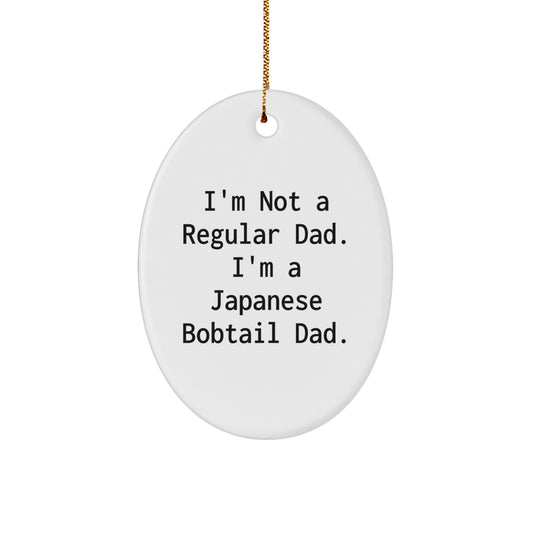 Funny Japanese Bobtail Cat Gifts for Dad from Men, Unique Oval Ornaments for Christmas Decorations - Image 1