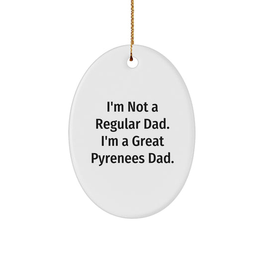 Great Pyrenees Dog Oval Christmas Ornament, Funny Dad Gift for Family, 'I'm a Great Pyrenees Dad' Oval Ornament with Gold Cord, Great Pyrenees Dog Owner Gifts - Image 1