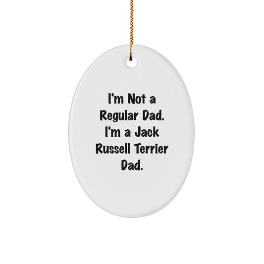 Funny Jack Russell Terrier Dog Gifts from Dad, Oval Ornament, Christmas Unique Presents for Men, Women, Friends, Coworkers, Family - Image 1