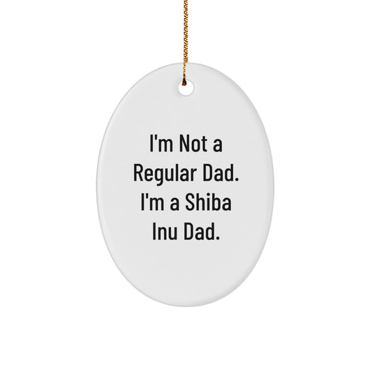 Shiba Inu Dad Funny Christmas Oval Ornament, Gifts for Shiba Inu Lover, Unique Shiba Inu Dog Ornament, Oval Shaped Decor, Funny Dad Quote, Men, Women, Friends - Image 1