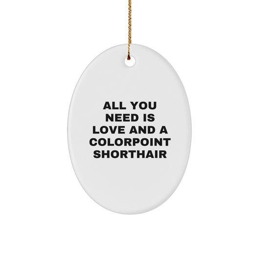 Colorpoint Shorthair Cat Oval Ornament, All You Need Is Love, Funny Christmas Unique Gift for Colorpoint Shorthair Cat Lovers, Gifts from Family to Friends - Image 1