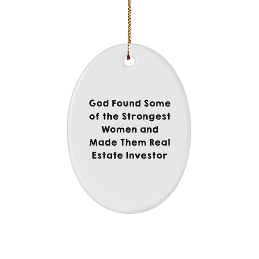 Funny Real Estate Investor Oval Ornament, Gifts from Men to Women, Christmas Unique Gifts for Real Estate Investor, Oval Decoration with Gold Cord - Image 1