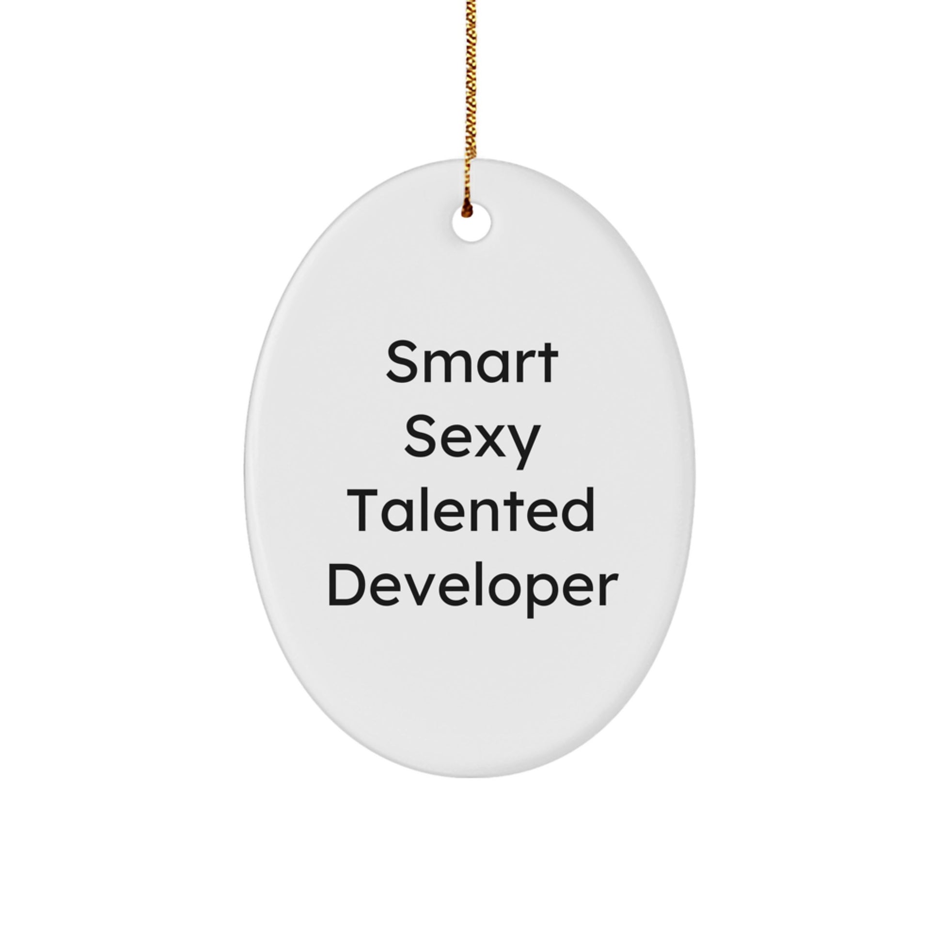 Funny Developer Gifts for Men, 'Smart Sexy Talented Developer' Oval Ornament, Christmas Unique Gifts from Friends to Family - Image 1