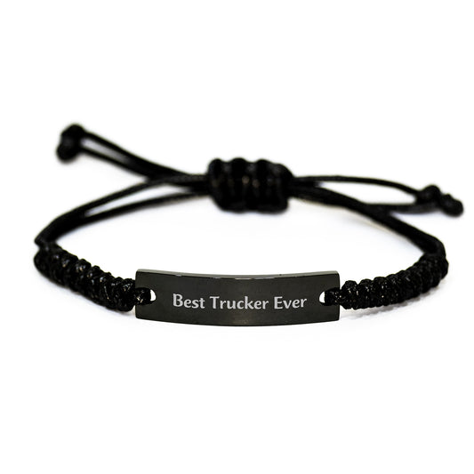 Funny Trucker Gifts, Best Trucker Ever Quote, Adjustable Rope Bracelet for Men Gifts from Friends, Graduation Unique Gifts for Trucker - Image 1