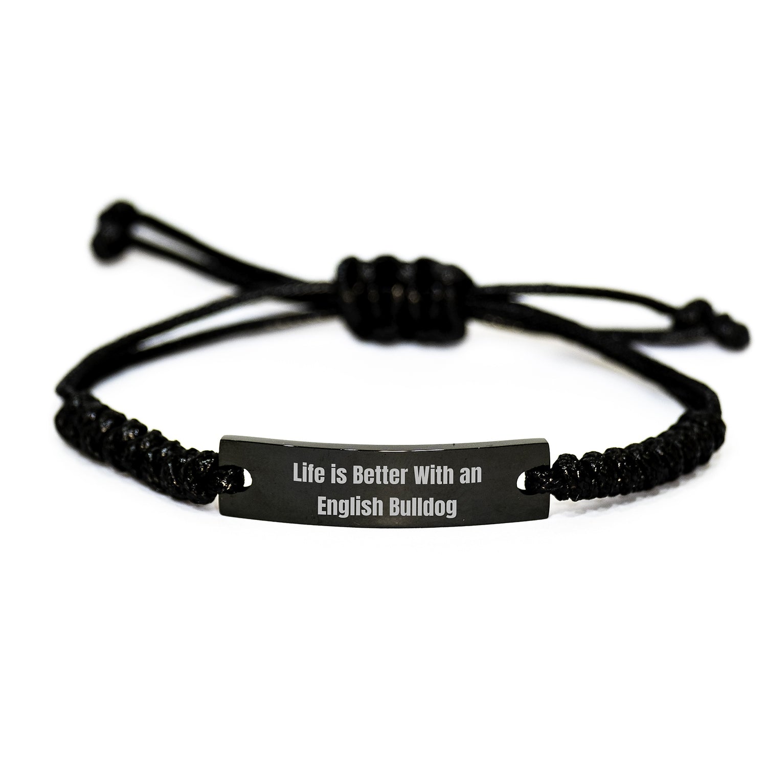 English Bulldog Rope Bracelet, Funny Quote 'Life Is Better With An English Bulldog', Adjustable Graduation Gift for Men, Women, Friends, Coworkers, Family - Image 1
