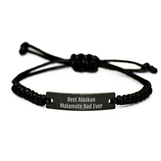 Alaskan Malamute Dad Ever Graduation Gifts for Men from Family, Unique Rope Bracelet for Dog Lovers, Funny Quote 'Best Alaskan Malamute Dad Ever' Gifts for Him - Image 1