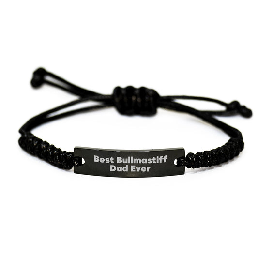 Bullmastiff Dog Dad Ever Funny Gift for Men from Friends or Family on Graduation Day - Adjustable Rope Bracelet - Image 1