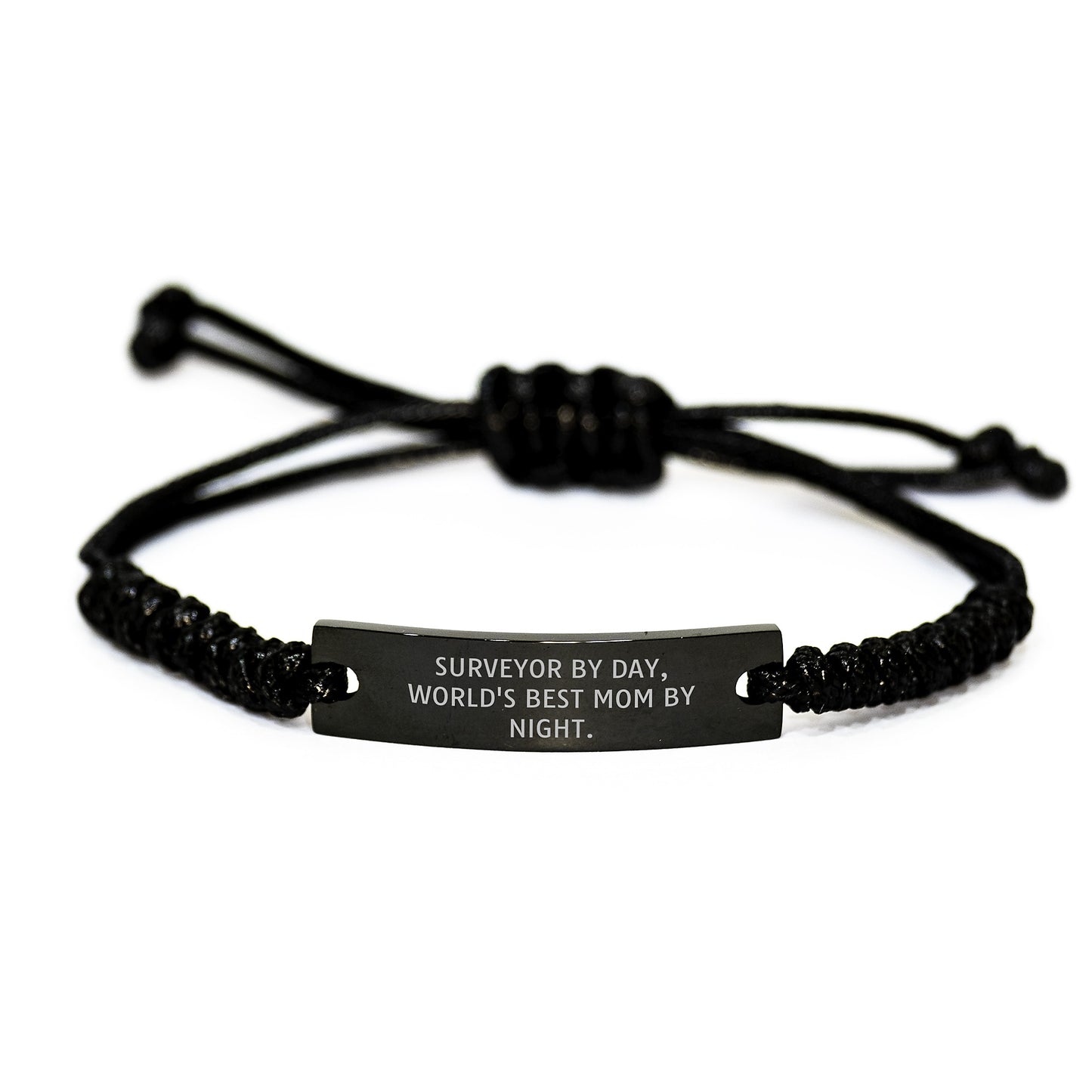 Funny Surveyor Gifts for Men - Birthday Unique Rope Bracelets for Surveyor By Day, World's Best Mom By Night - Gift from Family to Friends - Image 1