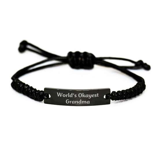 Funny Grandma Rope Bracelet, Gifts from Family, World's Okayest Grandma, Unique Christmas Unique Gifts for Grandma - Image 1