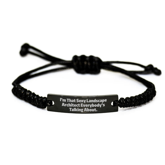 Sexy Landscape Architect Rope Bracelet, Funny Engraved Gift from Friends to Men, Black Stainless Steel with Interlaced Rope, Christmas Unique Presents for Landscape Architect - Image 1