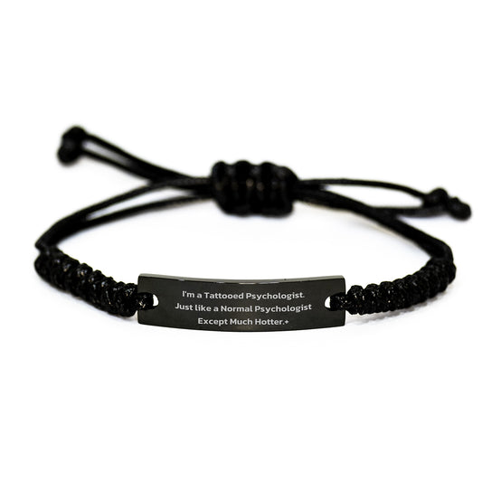 Funny Psychologist Rope Bracelet Gifts from Men, Women, Friends, Coworkers, Family for Christmas Unique Presents - 'I'm A Tattooed Psychologist...' - Image 1