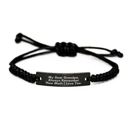 Grandpa Rope Braclet with Inspirational Quote, Gifts from Men to Grandpa for Graduation, Adjustable Rope Accessory - Image 1