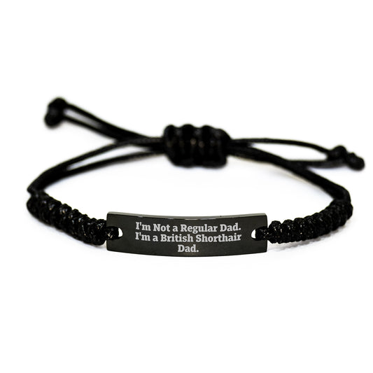 British Shorthair Cat Dad Rope Bracelet, Funny Quote Gifts from Men to Friends, Adjustable Birthday Unique Gifts for British Shorthair Cat Enthusiasts - Image 1