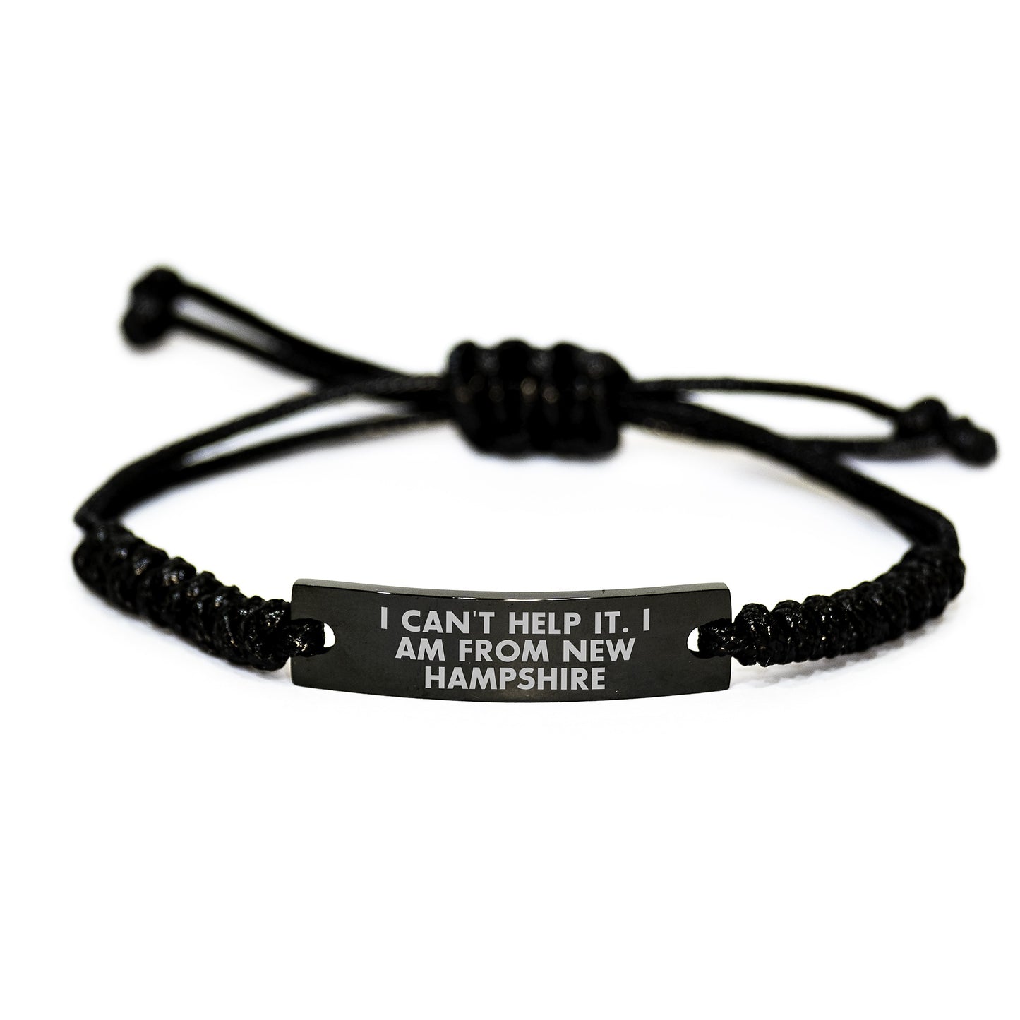 New Hampshire Rope Bracelet Funny Quote Gift for Men Women, Gifts from Family Friends to New Hampshire Residents, Adjustable Black Rope Bracelet, Unique Christmas Unique Gifts for Her Him - Image 1