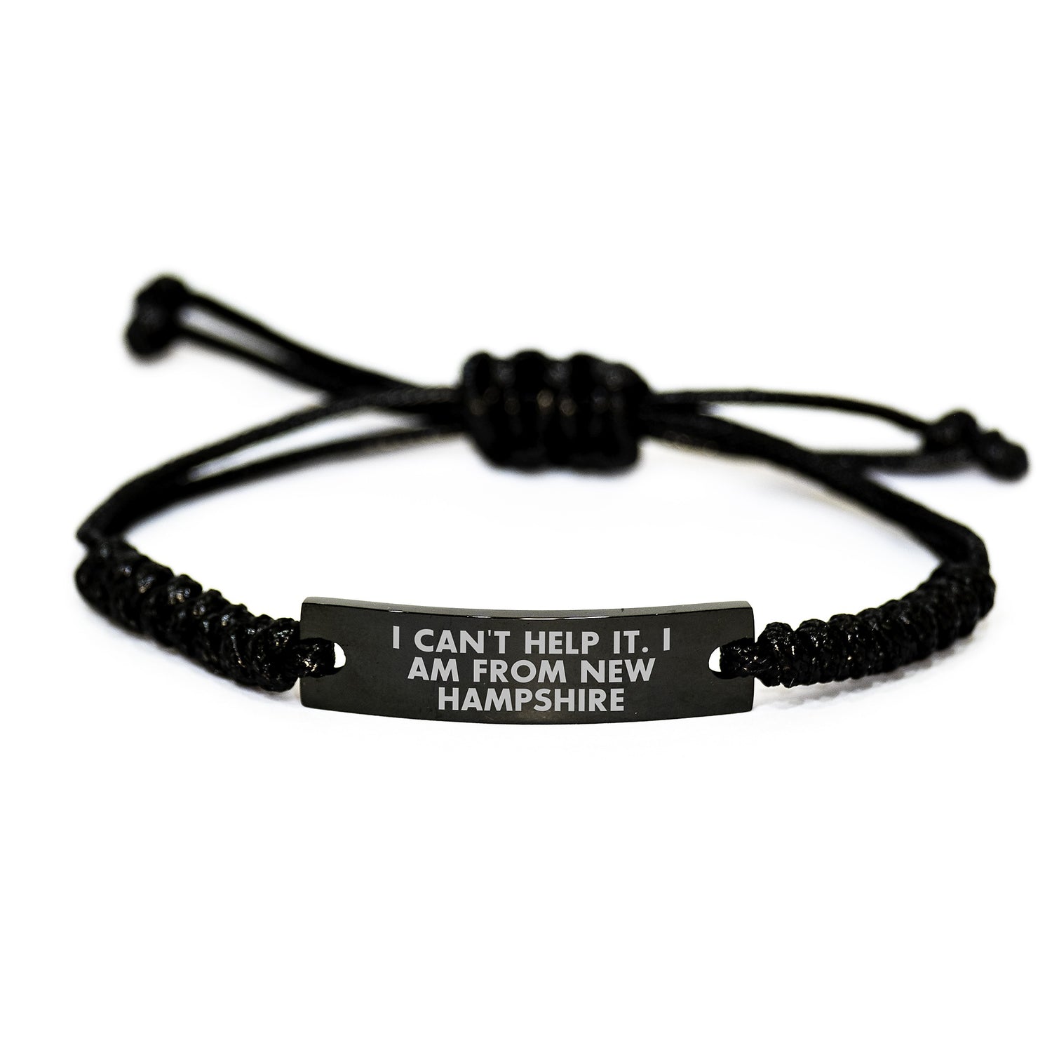 New Hampshire Rope Bracelet Funny Quote Gift for Men Women, Gifts from Family Friends to New Hampshire Residents, Adjustable Black Rope Bracelet, Unique Christmas Unique Gifts for Her Him - Image 1