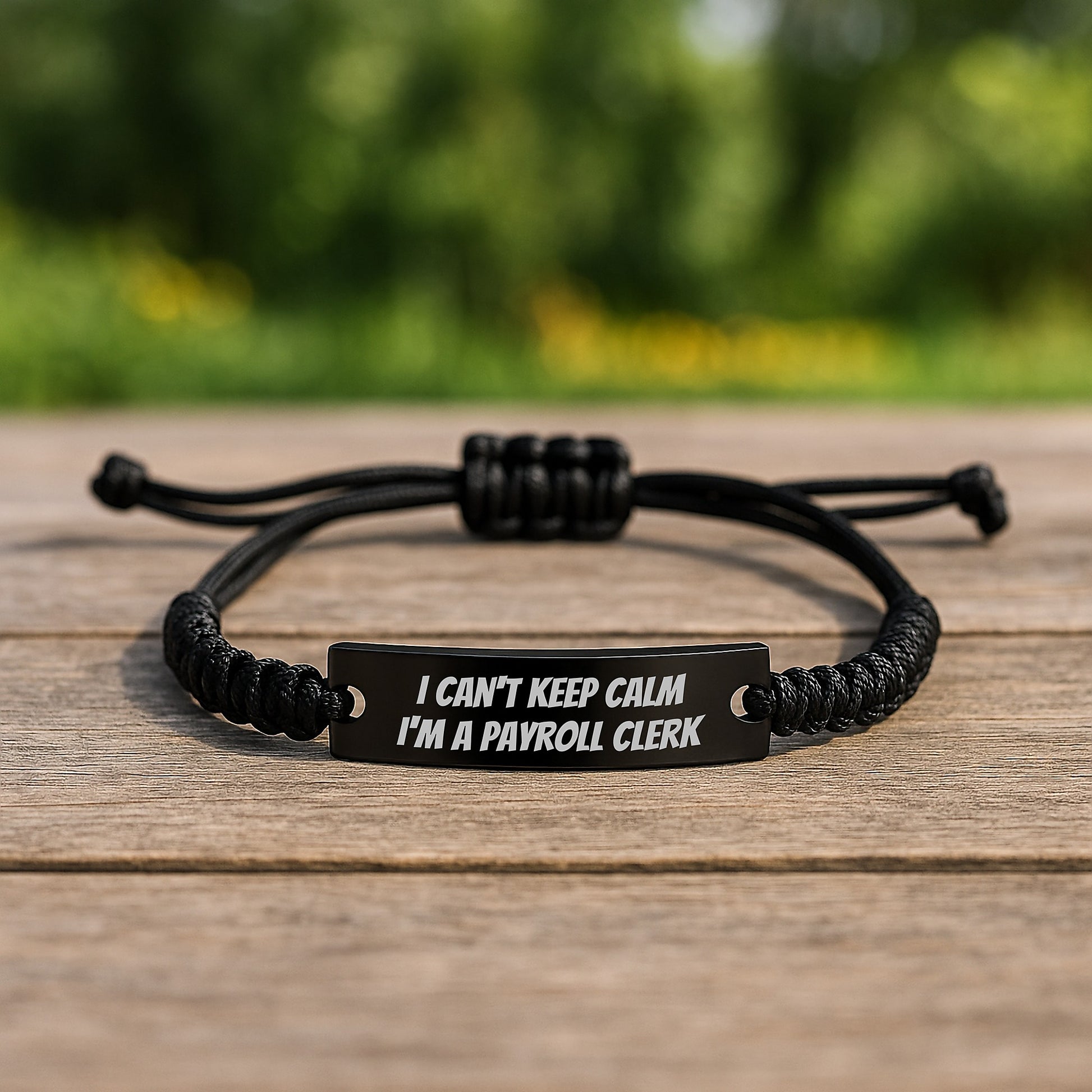 Funny Payroll Clerk Gifts for Friends - I Can't Keep Calm I'm A Payroll Clerk Rope Bracelet, Unique Christmas Memorable Presents for Coworkers, Adjustable Black Rope Accessory - Image 2