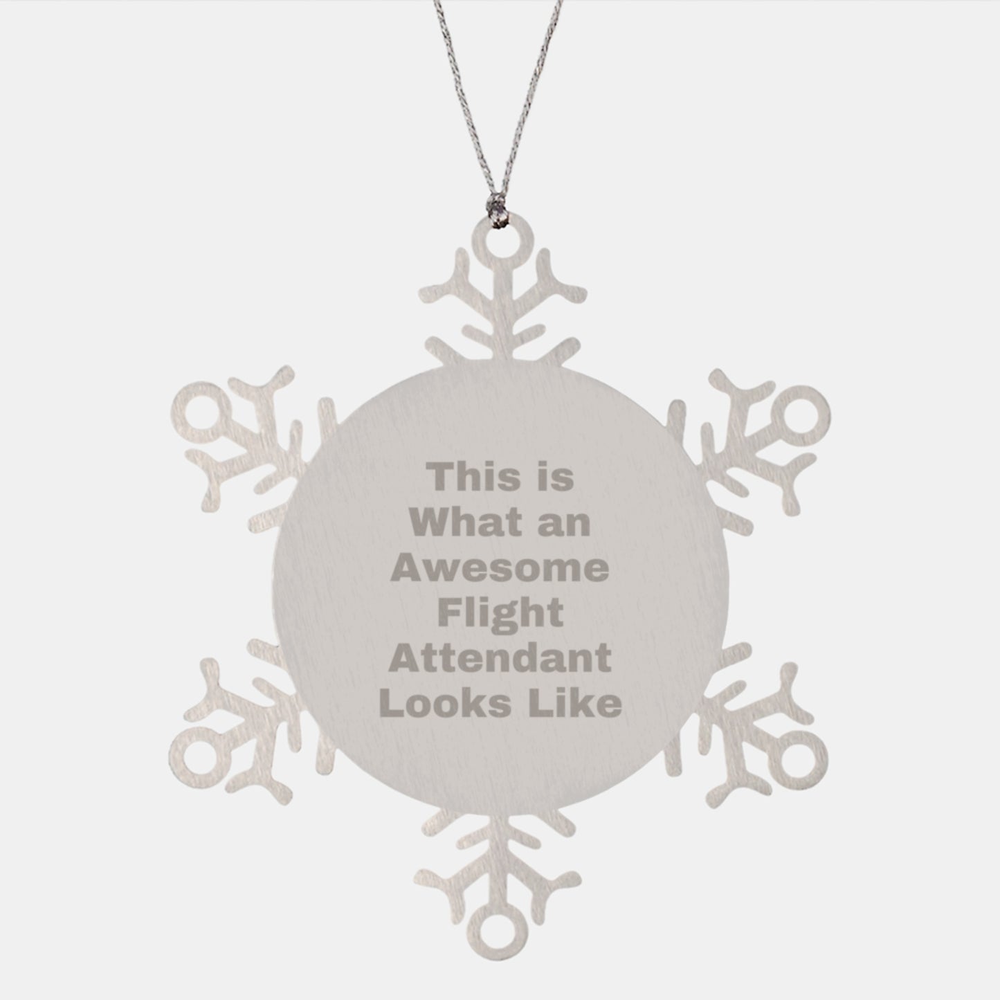 Funny Flight Attendant Gifts from Friends, Coworkers, or Family - 'This Is What An Awesome Flight Attendant Looks Like' Snowflake Ornament, Christmas Unique Presents for Women or Men - Image 1