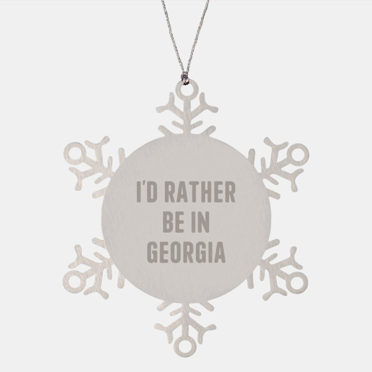Georgia Snowflake Ornament Gifts from Friends to Family, 'I'd Rather Be in Georgia' Quote, Shatterproof Stainless Steel, 3.14 inches, Christmas Unique - Image 1