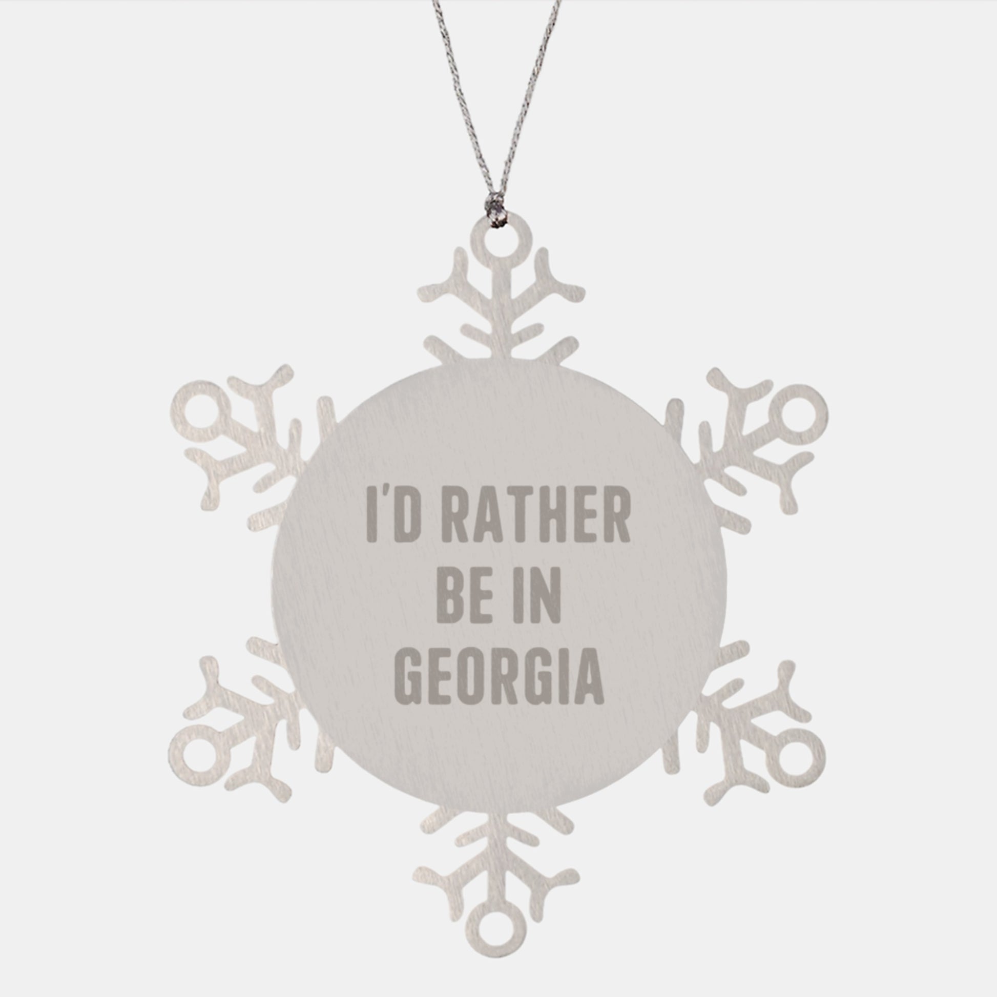 Georgia Snowflake Ornament Gifts from Friends to Family, 'I'd Rather Be in Georgia' Quote, Shatterproof Stainless Steel, 3.14 inches, Christmas Unique - Image 1